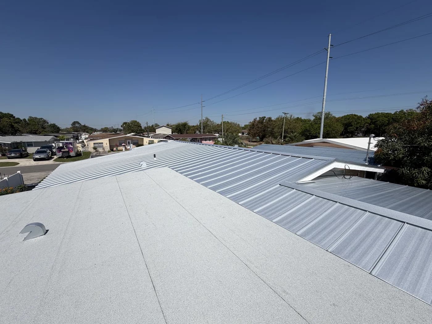 Metal and flat commercial roof