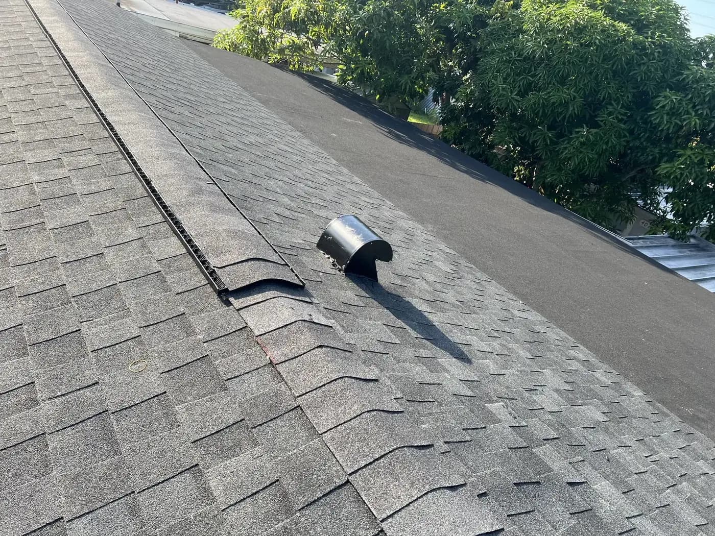 Shingle ridge and vent detail